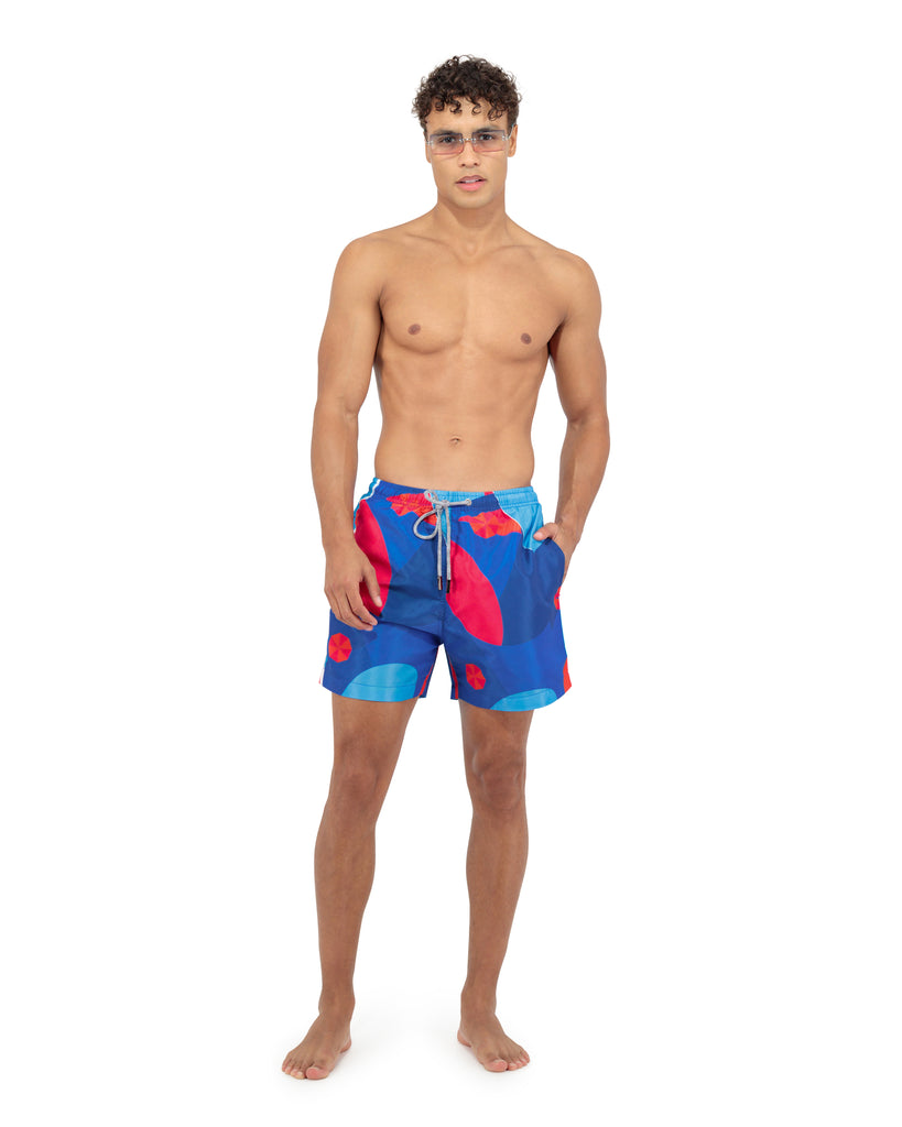 Blue Abstract Swim Shorts