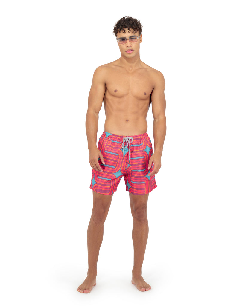 Fuchsia Maze Swim Shorts