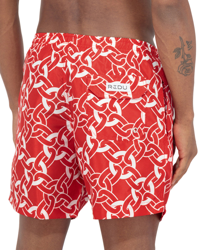 Red Hoops Swim Shorts