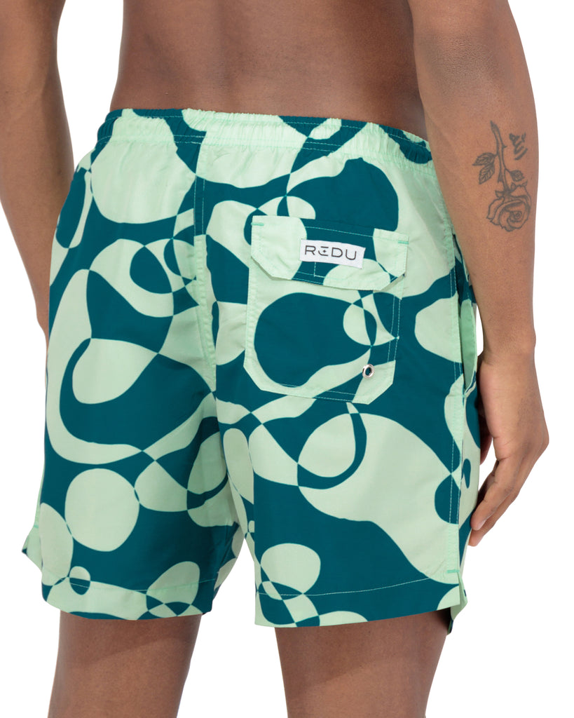 Green Abstract Swim Shorts